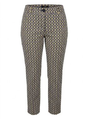 Dalia Collection Navy & Beige Geometric Cropped Ankle Pants